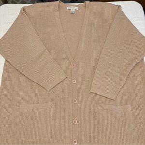 JONES NEW YORK LAMBSWOOL TAN CARDIGAN SWEATER PLUS SIZE SUPER SOFT 3X